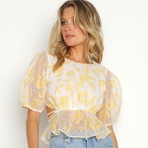 NWT En Saison Yellow Organza Audrey Top Size XS Vacation ~ Coquette Girl!